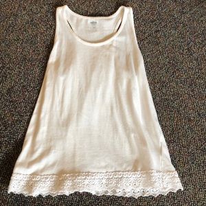 White tank top with lace embellishment